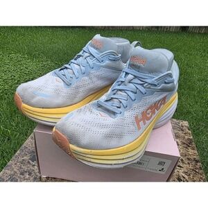 Hoka One One Bondi 8 Womens  11B Summer Song Blue Yellow Running Shoes